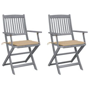 vidaXL Klappbare Gartenst&uuml;hle 2 Stk. mit Sitzkissen Massivholz Akazie