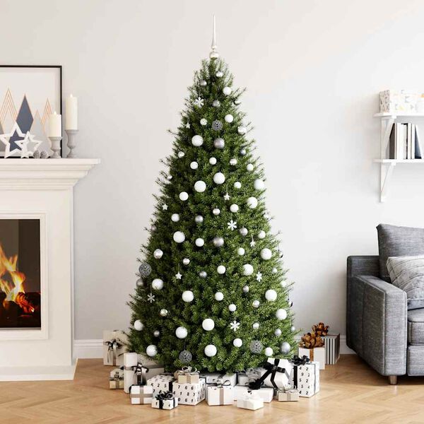 vidaXL 111-tlg. Weihnachtskugel-Set Weiß und Grau Polystyrol