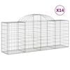 vidaXL Gabionen mit Hochbogen 14 Stk. 200x50x80/100cm Verzinktes Eisen