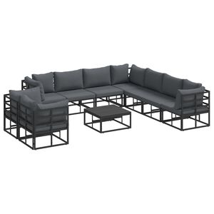vidaXL Gartensofa-set 10 stk. Schwarz Aluminium