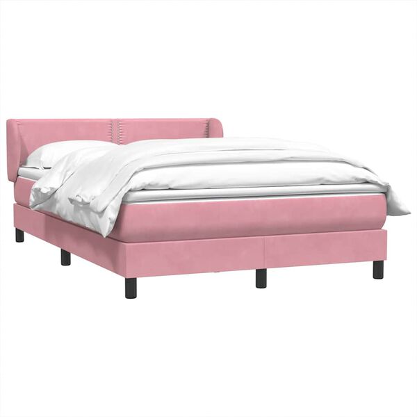vidaXL Boxspringbett mit Matratze Rosa 140x220 cm Samt