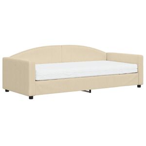 vidaXL Tagesbett mit Matratze Creme 90x200 cm Stoff