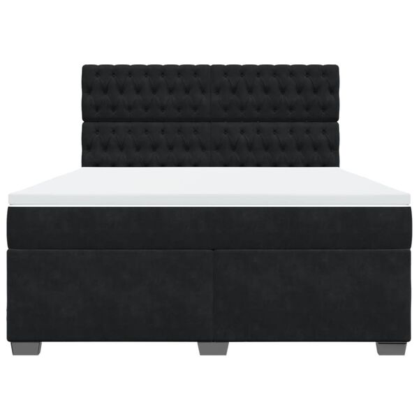vidaXL Boxspringbett mit Matratze Schwarz 180x200 cm Samt