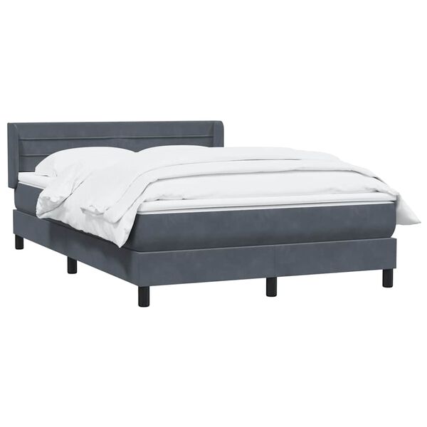 vidaXL Boxspringbett mit Matratze Dunkelgrau 140x210 cm Samt