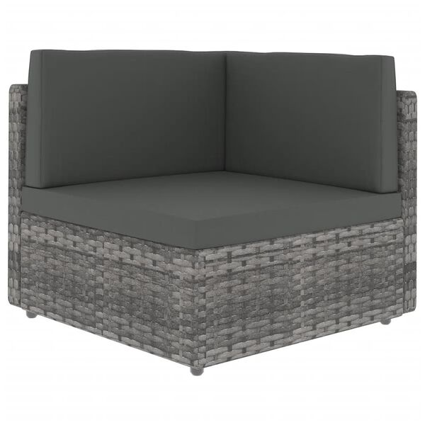 vidaXL 7-tlg. Garten-Lounge-Set mit Kissen Grau Poly Rattan