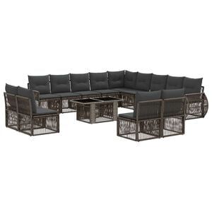vidaXL Gartensofa-set 14 stk. Grau und Dunkelgrau Poly-Rattan
