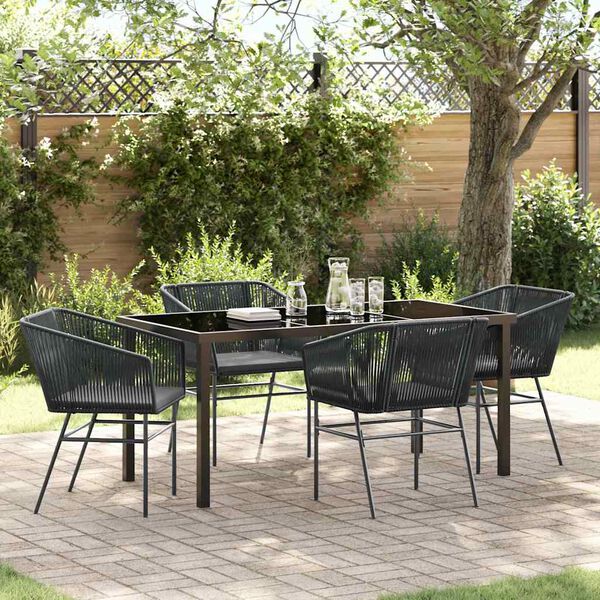 vidaXL Garten Essgruppe 5 pcs Schwarz Pulverbeschichteter Stahl