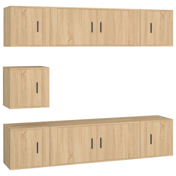 vidaXL 7-tlg. TV-Schrank-Set Sonoma-Eiche Holzwerkstoff