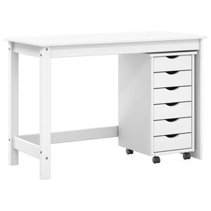vidaXL Desk und Rolling Cabinet Set MOSS 2 pcs Wei&szlig;