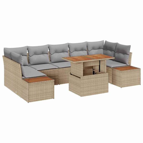 vidaXL Garten Essgruppe mit Kissen mit Kissen 8 pcs Beige und Grau