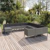 vidaXL 12-tlg. Garten-Lounge-Set mit Auflagen Poly Rattan Grau