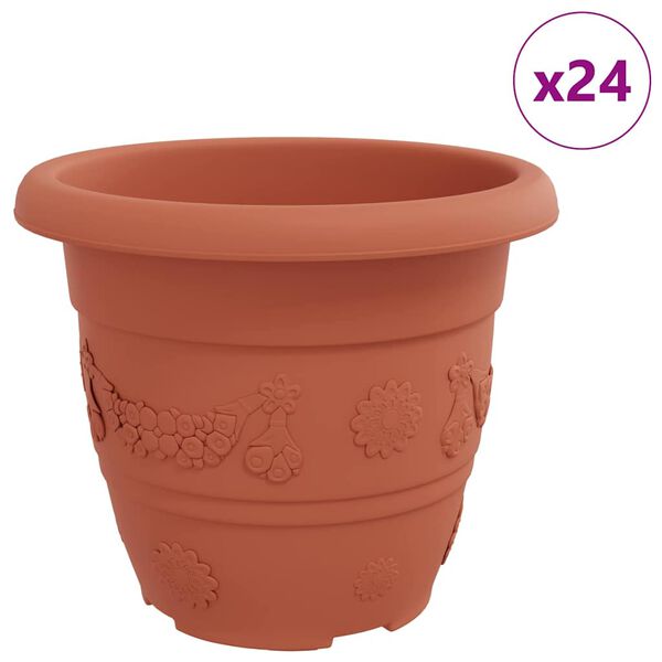 vidaXL Runder Blumentopf 24 pcs Ziegelrot &Oslash; 26 x 21,5 cm Kunststoff