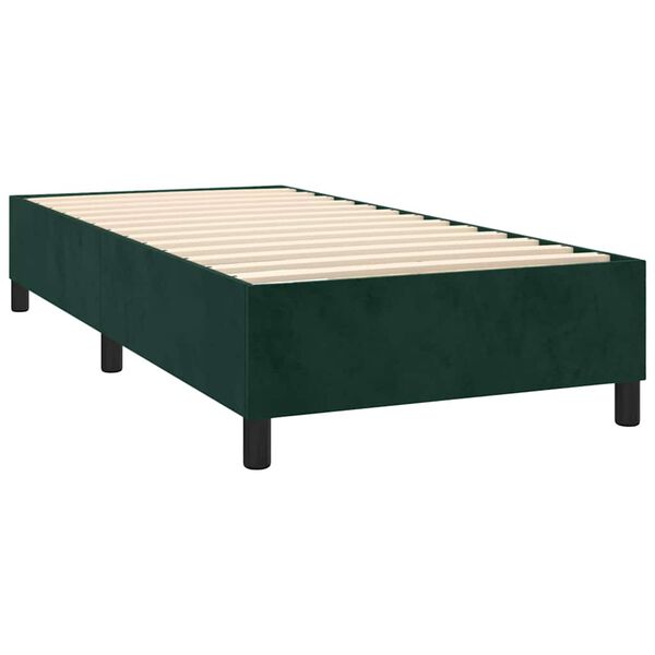 vidaXL Boxspringbett mit Matratze Dunkelgr&uuml;n 100x200 cm Samt