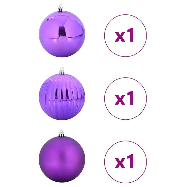 vidaXL Weihnachtskugel-Set 3 pcs Lila Kunststoff