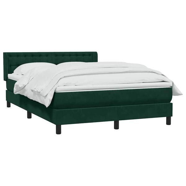 vidaXL Boxspringbett mit Matratze Dunkelgr&uuml;n 160x220 cm Samt