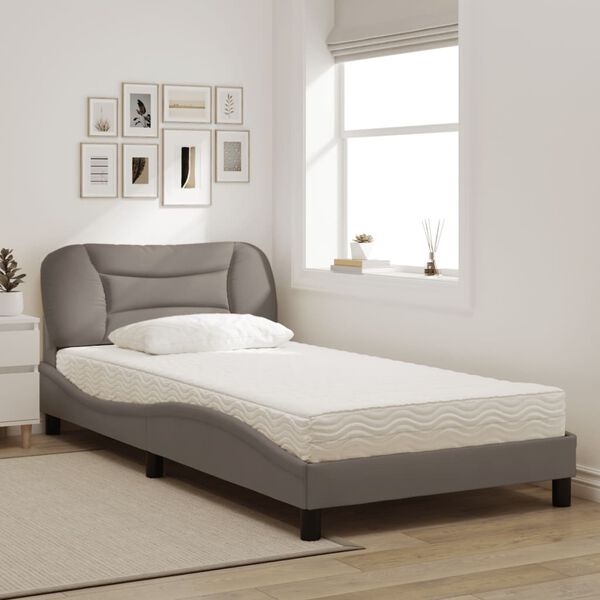 vidaXL Bett mit Matratze "Hvar" Taupe 100x200 cm Stoff