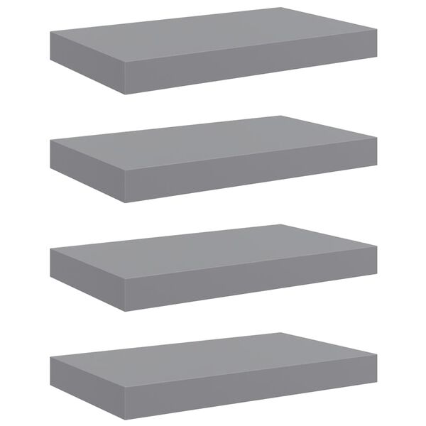 vidaXL Schwebende Wandregale 4 Stk. Grau 40x23x3,8cm MDF