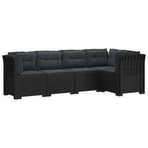 vidaXL 5-Sitzer Gartensofa mit Kissen Rattan-Look PP Anthrazit