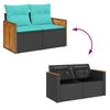 vidaXL 6-tlg. Garten-Sofagarnitur mit Kissen Schwarz Poly Rattan