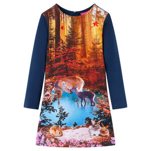 Kinderkleid mit Langen &Auml;rmeln Marineblau 116