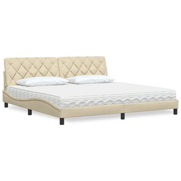 vidaXL Bett mit Matratze Creme 200x200 cm Stoff