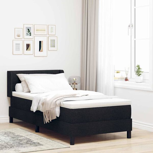 vidaXL Boxspringbett mit Matratze Schwarz 190 x 90 cm Polyester
