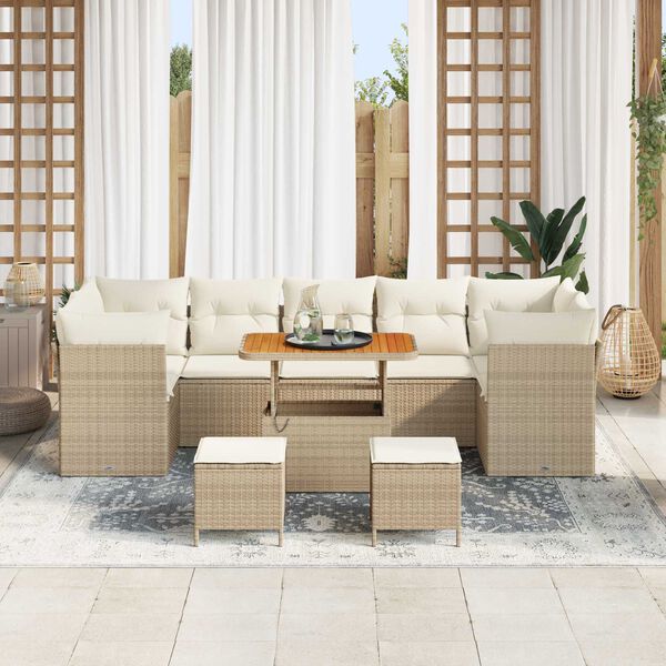 vidaXL Garten-Sofa-Set 10 pcs Beige Poly-Rattan