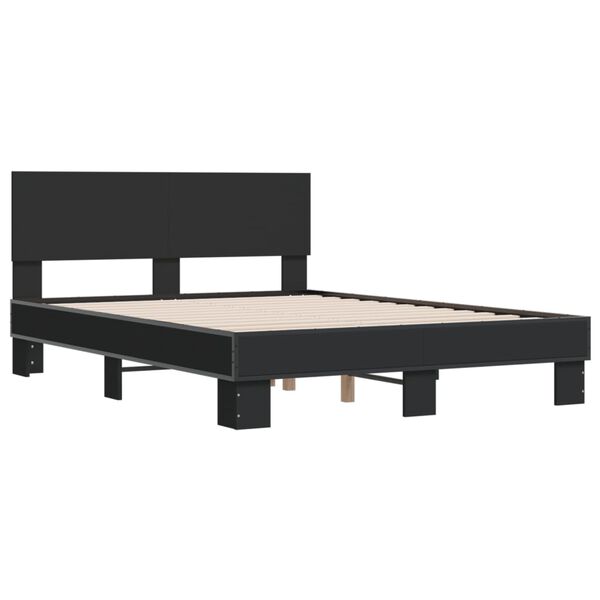 vidaXL Bettgestell Schwarz 140x190 cm Holzwerkstoff und Metall