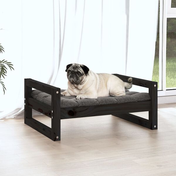 vidaXL Hundebett Schwarz 65,5x50,5x28 cm Massivholz Kiefer