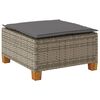 vidaXL Gartenhocker mit Kissen Grau 63,5x56x32 cm Poly Rattan