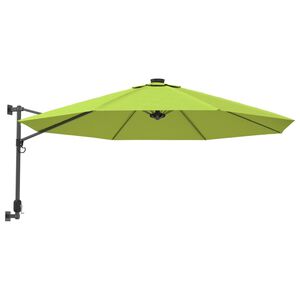 vidaXL Wand-Sonnenschirm mit LEDs Apfelgr&uuml;n 290 cm