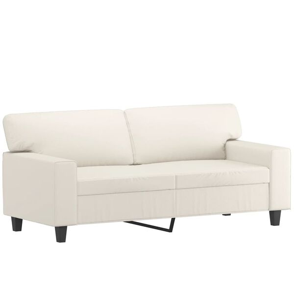 vidaXL 2-Sitzer-Sofa mit Kissen Creme 140 cm Kunstleder