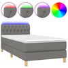 vidaXL Boxspringbett mit Matratze & LED Dunkelgrau 100x200 cm Stoff