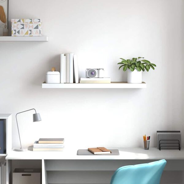 vidaXL Schweberegal Eichen-Optik und Wei&szlig; 80x23,5x3,8 cm MDF