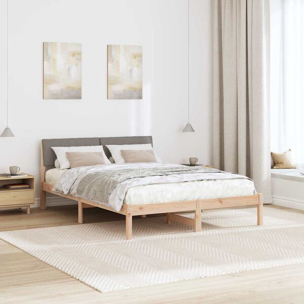 vidaXL Bettgestell Braun und Taupe 140 x 190 cm Massivholz Kiefer