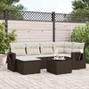 vidaXL 7-tlg. Garten-Sofagarnitur mit Kissen Braun Poly Rattan