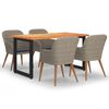 vidaXL 5-tlg. Garten-Essgruppe mit Kissen Poly Rattan Braun