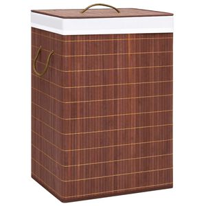 vidaXL Bambus-W&auml;schekorb mit 2 F&auml;chern Braun 72 L