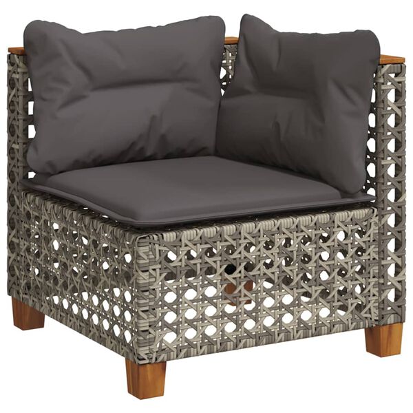 vidaXL 5-tlg. Garten-Sofagarnitur mit Kissen Grau Poly Rattan