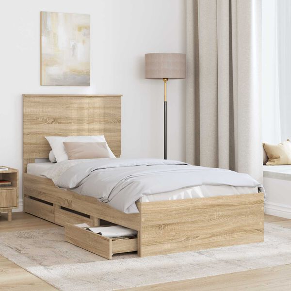 vidaXL Bettrahmen Sonoma-Eiche 90 x 190 cm Ingenieurs Holz