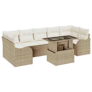 vidaXL Gartensofa-set mit Kissen 8 pcs Beige Poly-Rattan