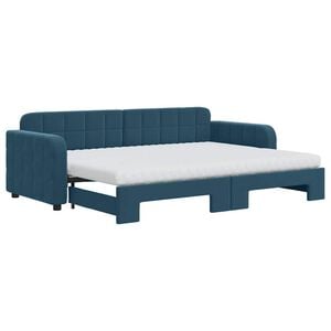 vidaXL Tagesbett Ausziehbar mit Matratzen Blau 80x200 cm Samt