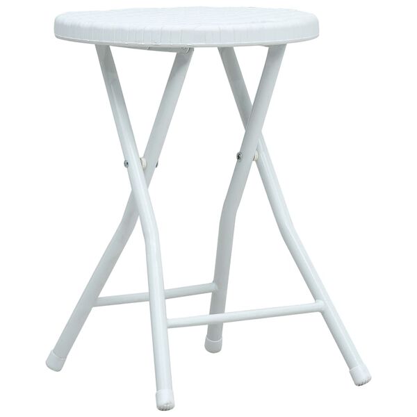 vidaXL Klappbare Garten-Hocker 4 Stk. Wei&szlig; HDPE Rattanoptik