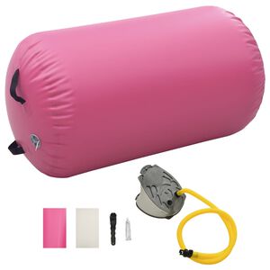 vidaXL Aufblasbare Gymnastik-Rolle mit Pumpe 100x60 cm PVC Rosa