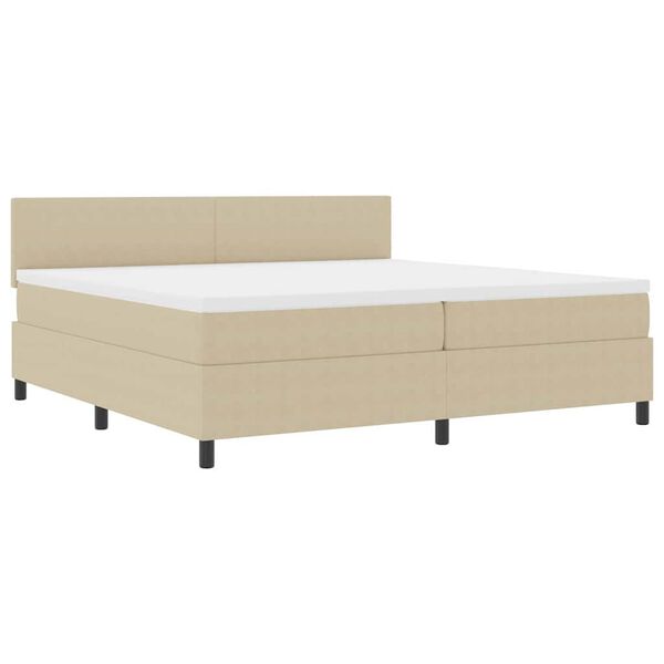 vidaXL Boxspringbett Hellgrau und Wei&szlig; 200 x 200 cm Cordstoff