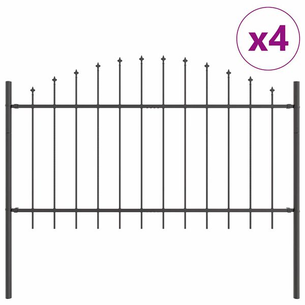 vidaXL Gartenzaun 4 pcs Grau 170 x 140 cm Pulverbeschichteter Stahl