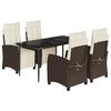 vidaXL 5-tlg. Garten-Essgruppe mit Kissen Braun Poly Rattan