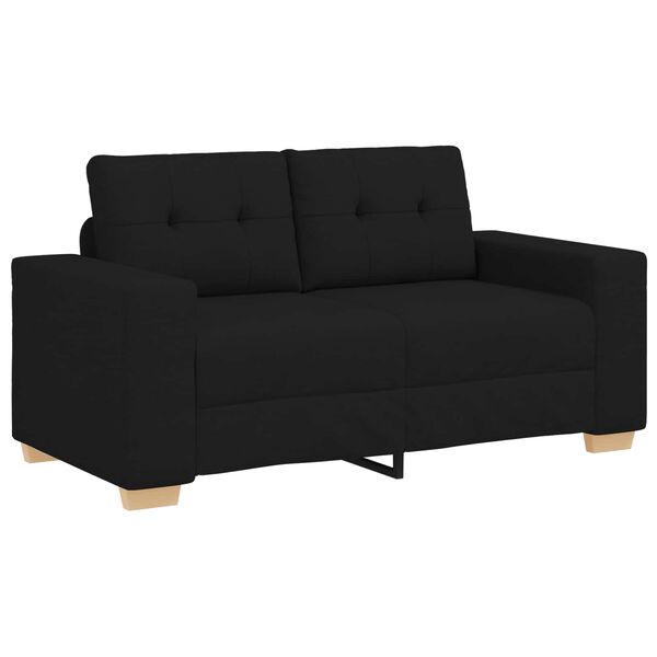 vidaXL Sofa 3 pcs Schwarz 221 x 80 x 80 cm Leinenmischgewebe
