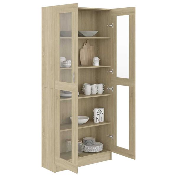 vidaXL Vitrinenschrank Sonoma-Eiche 82,5x30,5x185 cm Holzwerkstoff