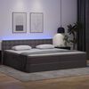 vidaXL Bett mit Stauraum und LED Hellgrau 200 x 200 cm Kunstleder